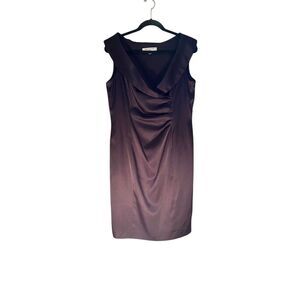 Evan Picone women’s burgundy faux wrap midi dress size 16